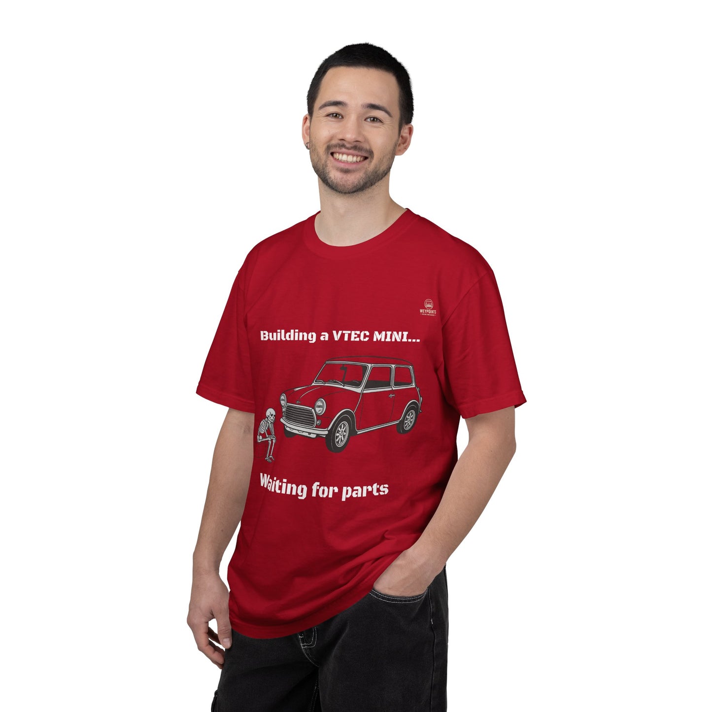 Building a VTEC Mini T-Shirt — "Waiting for Parts" Classic Car Mechanics Tee