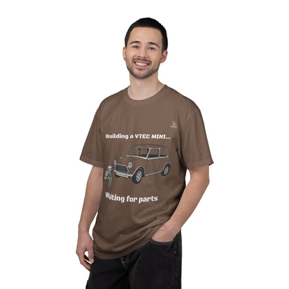Building a VTEC Mini T-Shirt — "Waiting for Parts" Classic Car Mechanics Tee