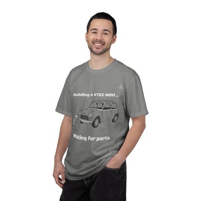 Building a VTEC Mini T-Shirt — "Waiting for Parts" Classic Car Mechanics Tee