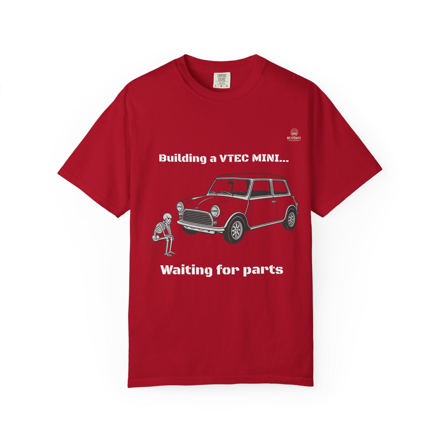 Building a VTEC Mini T-Shirt — "Waiting for Parts" Classic Car Mechanics Tee