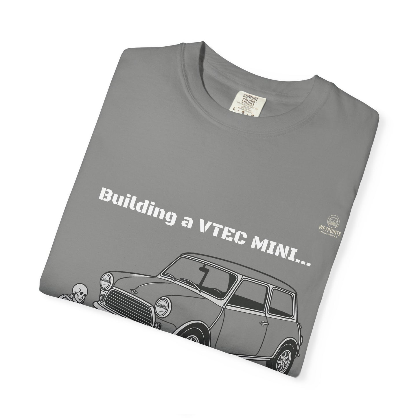 Building a VTEC Mini T-Shirt — "Waiting for Parts" Classic Car Mechanics Tee