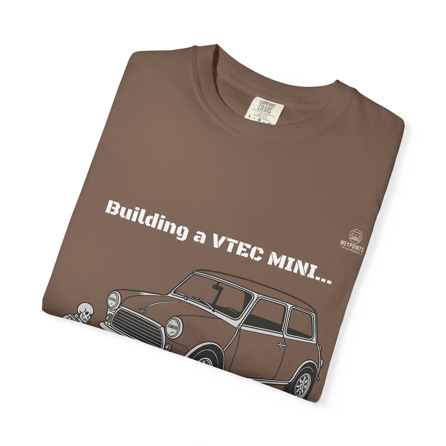 Building a VTEC Mini T-Shirt — "Waiting for Parts" Classic Car Mechanics Tee