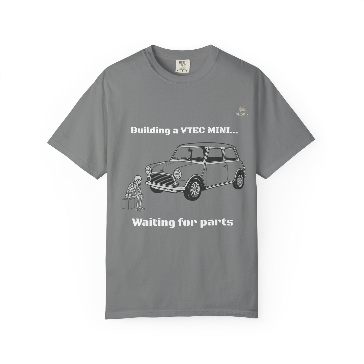 Building a VTEC Mini T-Shirt — "Waiting for Parts" Classic Car Mechanics Tee