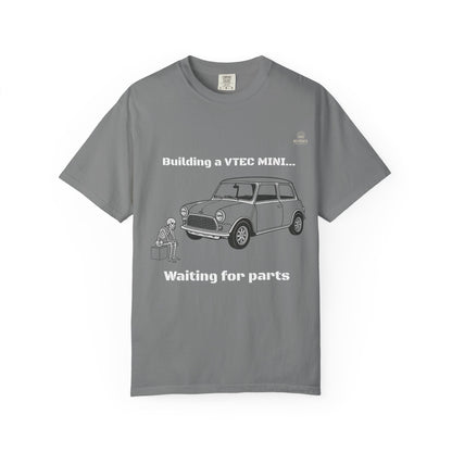 Building a VTEC Mini T-Shirt — "Waiting for Parts" Classic Car Mechanics Tee