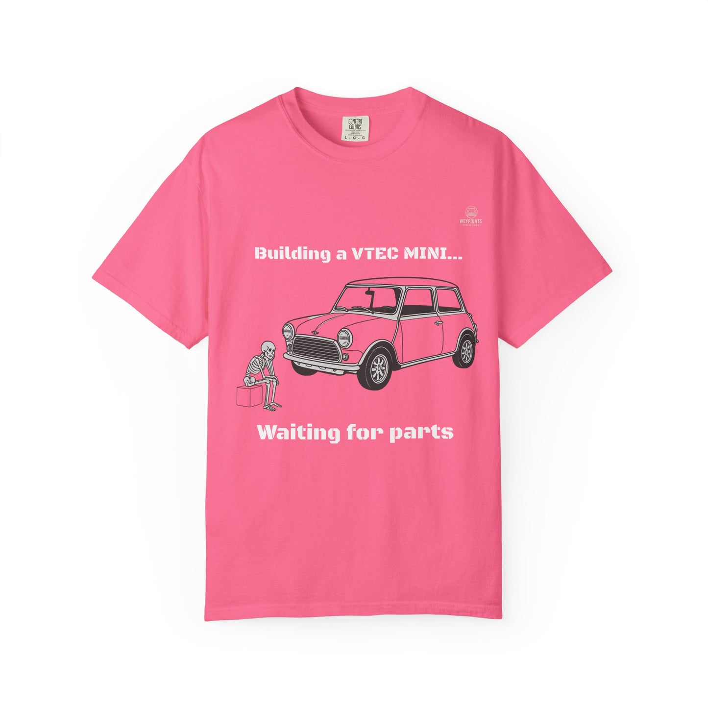 Building a VTEC Mini T-Shirt — "Waiting for Parts" Classic Car Mechanics Tee