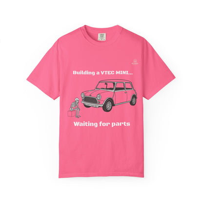 Building a VTEC Mini T-Shirt — "Waiting for Parts" Classic Car Mechanics Tee