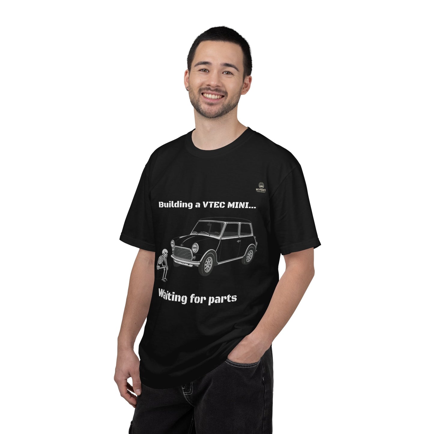Building a VTEC Mini T-Shirt — "Waiting for Parts" Classic Car Mechanics Tee