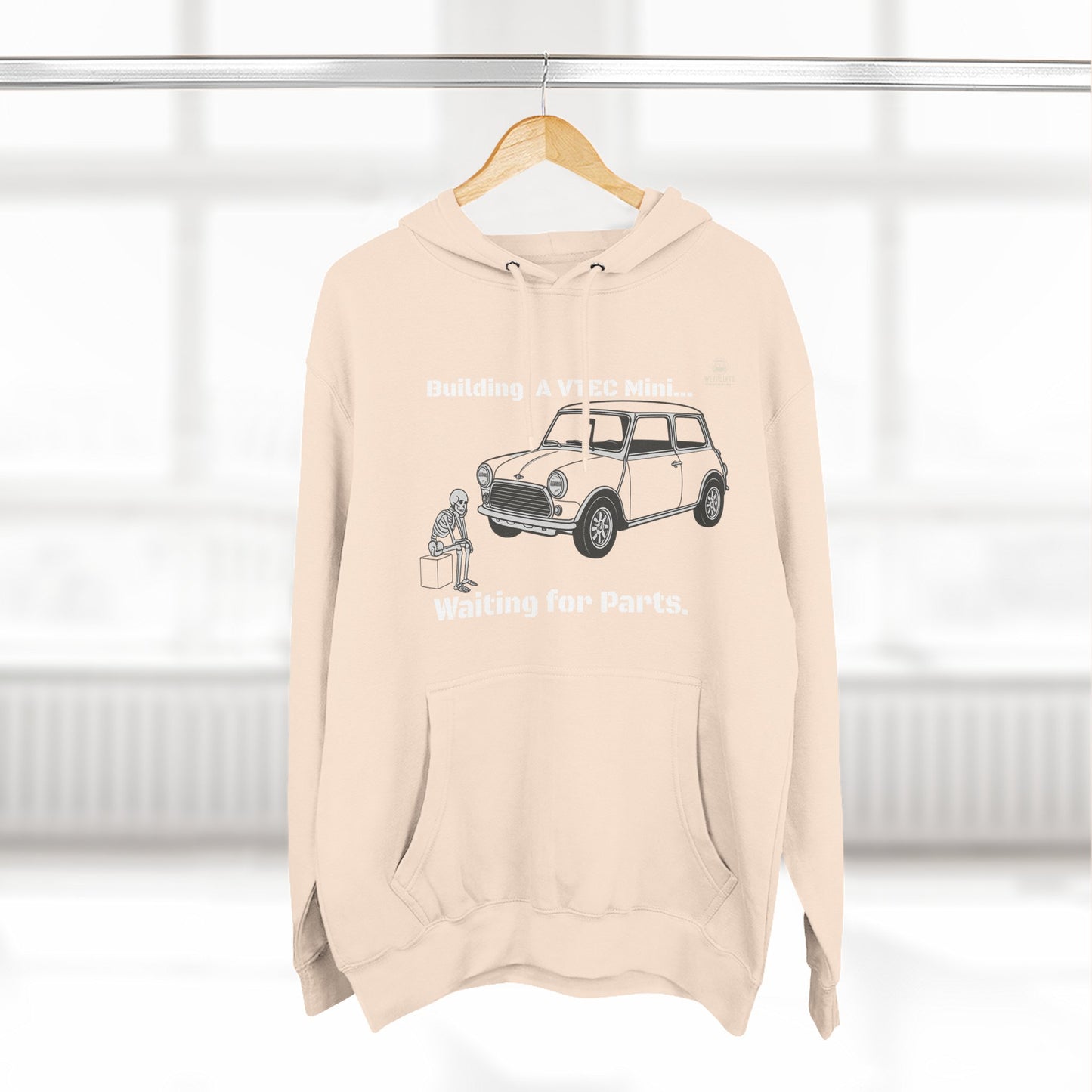 Mini Cooper Project Hoodie - "Building a VTEC Mini... Waiting for Parts" Car Enthusiast Sweatshirt